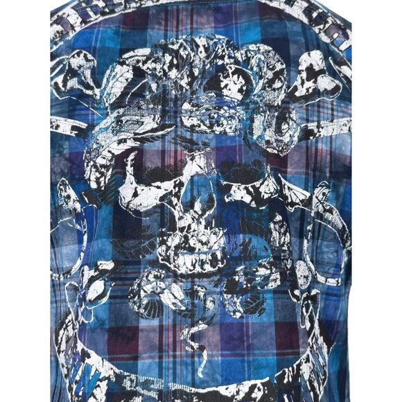 Affliction Blue Plaid Short Sleeve Shirt - Picture 6 of 6